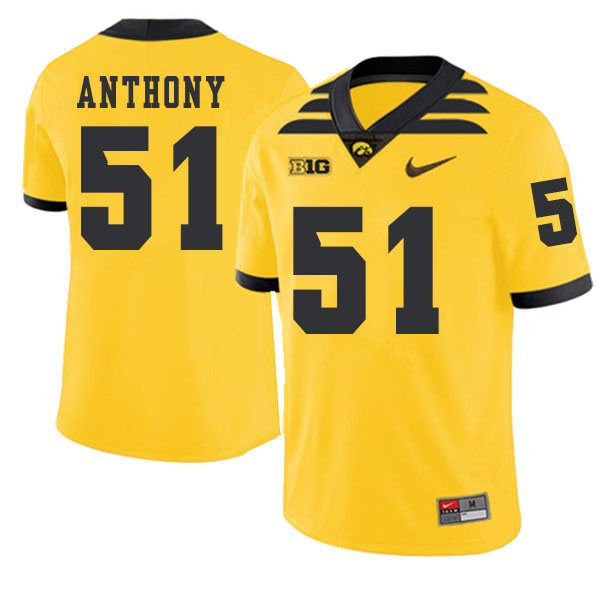 2019 Men #51 Will Anthony Iowa Hawkeyes College Football Alternate Jerseys Sale-Gold